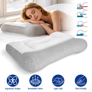 Ergonomic Bed Pillow with Dual Height Design & Breathable Mesh