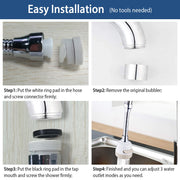 Movable Kitchen Tap Head 360¡ Rotatable Swivel Water-Saving Faucet Anti-Splash Sink Tap Head Spray Aerator w/ Three Modes Flexible Extended Hose For H