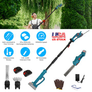 Pole Mini Hedge Trimmer & Grass Shear Electric Cordless Handheld Hedge Trimmer with 90¡ Rotatable Head Telescopic Extension Pole Gloves Goggles 2Pcs 2