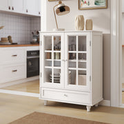 <strong style="color:red;">Prohibited Platform: Temu</strong> Buffet Cabinet with Glass Doors and Adjustable Shelves, Mo