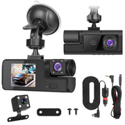 WiFi FHD 1080P Car Dash Cam 3 Channels Front Rear Inside Dash Camera with Loop Recording Reversing Visual Night Vision WDR 170° Wide Angle Support 128