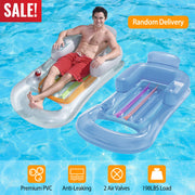 59in Inflatable Pool Float Raft with Headrest Armrest Cupholder Swimming Pool Lounge Air Mat Chair