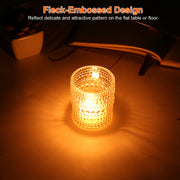 Clear Glass Votive Candle Holders Set of 24 with Embossed Design