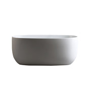51" Oval Freestanding Soaking Tub - Matte White Resin Stone