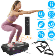 Vibration Exercise Machine Vibrating Plate Platform Whole Body Fitness Vibration Workout Equipment with 120 Speeds 1-20Mins Timer Resistant Bands Remo