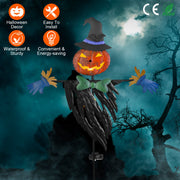 Scarecrow Shape Halloween Decoration Light Waterproof Iron Halloween Decoration Solar Powered Stake Light for Party Garden Yard Park Lawn