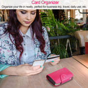 Credit Card Holder Wallet PU Leather Snap Closure Purse Accordion Case with 12 Pcs Card Slots