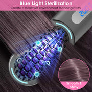 Cordless Hair Straightener Brush Rechargeable Mini Styling Comb with 4 Heating Levels Blue Light Sterilization Single press Stray Hair Removal 20Mins