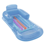 59in Inflatable Pool Float Raft with Headrest Armrest Cupholder Swimming Pool Lounge Air Mat Chair