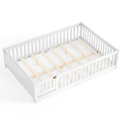 Montessori Floor Bed with Safety Guardrails and Lockable Door