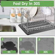 2 Pack 11.81x15.75in Stone Dish Drying Mat Silicone Diatomaceous Earth Shower Mat Marble Dish Drying Pad Fast Drying In 30S 1832℉Heat Resistant Non-sl