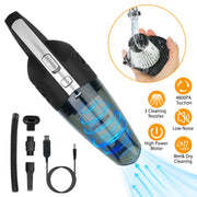 Car Handheld Vacuum Cleaner Cordless Rechargeable Hand Vacuum Portable Strong Suction Vacuum w/ Hose Nuzzle Brush For Dust Pet Hair