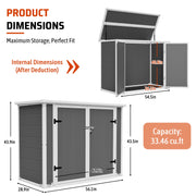 Resin Outdoor Storage Shed with Hydraulic Lid & Ramp 4.6x2.4 FT