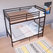 Twin Over Twin Metal Bunk Bed with Ladder and Guardrails