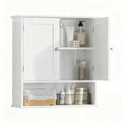 Wall Mounted Bathroom Cabinet with Adjustable Shelf & Doors