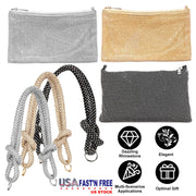 Rhinestone Evening Bag with Detachable Chain Strap