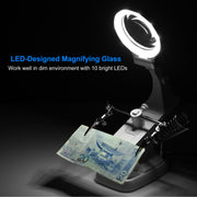 LED Light Helping Hands Magnifying Glass 3X/4.5X w/ 360¡Adjust Third Hand Soldering Vise