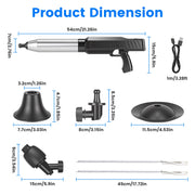 Electric Toilet Plunger with Air Pressure Gauge & 3 Heads