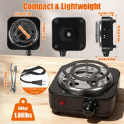500W Electric Charcoal Burner – Hookah Coal Heater with Grill & Tongs