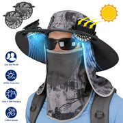 Solar Fan Hat with UPF50+ Sun Protection and Neck Flap