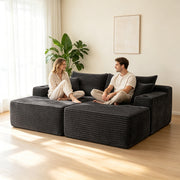 Sectional Couch with Double Chaise Lounge and Cup Holders