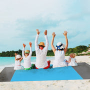 82.6x78.7in Sand Proof Picnic Blanket Water Resistant Foldable Camping Beach Mat with  4 Anchors 1 Carry Bag For 2-3 People