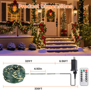 330FT 1000LED Christmas String Lights | Waterproof Outdoor Fairy Lights with Remote & 8 Modes