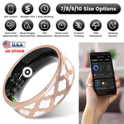 Smart Ring Health Tracker Fitness/Sleep/Stress/HRV Tracker with Charging Case Magnetic Charging Cable for Women's & Men Compatible with iOS & Android 7-
