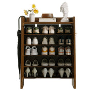 Rattan Shoe Cabinet with Doors, 6-Tier Storage Organizer