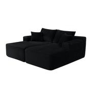 Sectional Couch with Double Chaise Lounge and Cup Holders