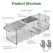 2PCS Folding Humane Animal Trap Cages for Cats, Rabbits & Squirrels