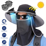 Solar Fan Hat with UPF50+ Sun Protection and Neck Flap