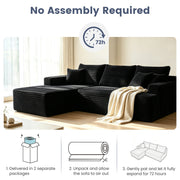 96" L-Shaped Sectional Sofa with Chaise in Plush Corduroy