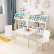 3-Piece Kids Wooden Table and Chair Set, Rabbit Ear Themed Toddler Activity Play Table with 2 Chairs, Solid Wood & MDF C