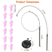 Interactive Cat Feather Wand Toy with Suction Cup Base