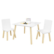 3-Piece Kids Wooden Table and Chair Set, Rabbit Ear Themed Toddler Activity Play Table with 2 Chairs, Solid Wood & MDF C