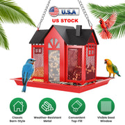 Barn Bird Feeder with Lift Top Lid and Viewing Window