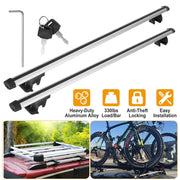 2Pcs Car Roof Top Crossbar Rack Aluminum Alloy Luggage Carrier Rack 330lbs Max Load w/Lock Fit Most Cars SUVs