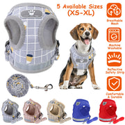 Pet Mesh Harness Dog Leash Set Reflective Chest Strap Adjustable Puppy Vest For Puppies Breeds Dogs Cats Walking Outdoor