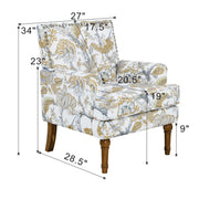 Floral Upholstered Accent Chair with Nailhead Trim
