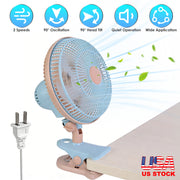 8.66In Oscillating Clip On Fan 2 Speeds Quiet Clamp Fan with 90° Oscillating & Tilting Angle Desktop Wall Mount for Home Office Dorms Strollers