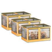 3Pcs Foldable Storage Bins with Lid 4 Doors Collapsible Stackable Closet Organizer Containers with Lock 4Pcs Wheels