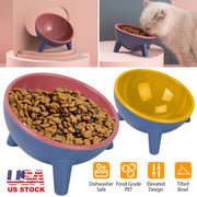 Raised Tilted Elevated Cat Food Bowl Pet Backflow Prevention Water Dish Feeding Bowl for Cats Small Dogs