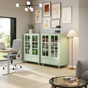 Buffet Cabinet with Glass Doors and Adjustable Shelves