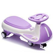 12V Kids Electric Wiggle Ride On Car, 2-in-1 Battery Powered Twist Car with Wireless Music, Controllable LED Lights & Fl