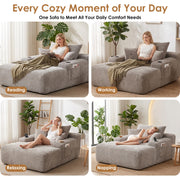 Convertible Chaise Lounge Sleeper Sofa with Cup Holders & Pillows