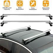 47.24in Universal Top Roof Rack Cross Bar Cargo Carrier Aluminum Crossbar Rack w/ 165LBS Capacity Fit for Most Vehicle Wagon Car Without Roof Side Rai