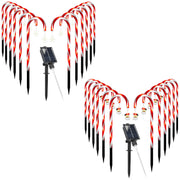 Solar Christmas Candy Cane Lights with 12 Candies 72LEDs Outdoor Christmas Decorations IP44 Waterproof Flickering Pathway Markers String Lights with 8