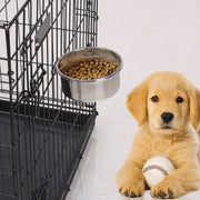 Stainless Steel Dog Bowl, Hanging Pet Food & Water Bowl with Clamp Holder, Detachable Cage Feeding Bowl