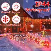 Solar Christmas Candy Cane Lights with 12 Candies 72LEDs Outdoor Christmas Decorations IP44 Waterproof Flickering Pathway Markers String Lights with 8